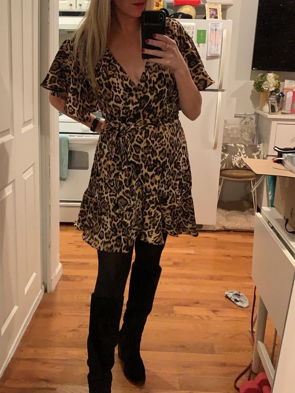 BB Dakota Leopard Print Wrap Dress in Brown and Black